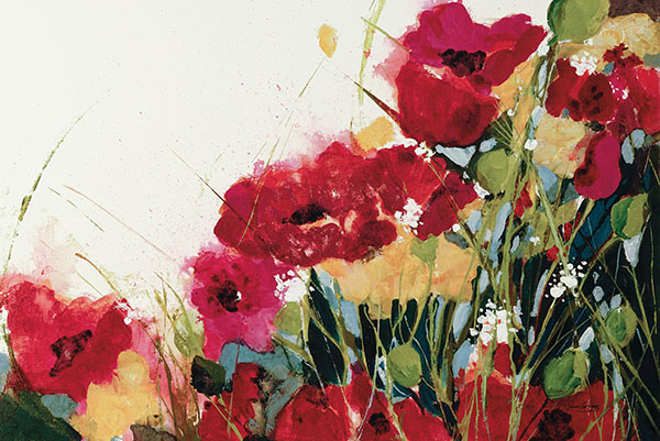 Poppies and Flowers on White